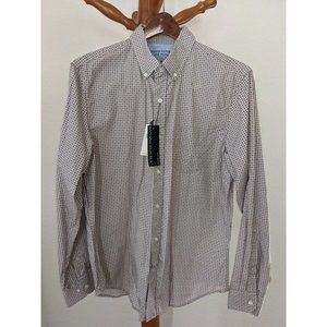 Banana Republic Men's Luxe Poplin Dress Shirt, Gray Pattern